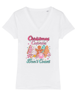retro de Craciun - Christmas calories do not count Tricou mânecă scurtă guler V Damă Evoker