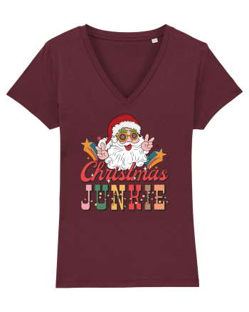 retro de Craciun - Christmas junkie Burgundy