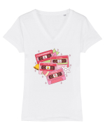 retro de Craciun - Christmas retro music Tricou mânecă scurtă guler V Damă Evoker