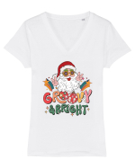 retro de Craciun - Groovy and bright Tricou mânecă scurtă guler V Damă Evoker