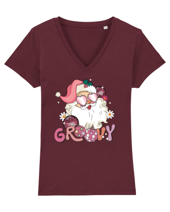 retro de Craciun - Groovy Disco Santa Burgundy