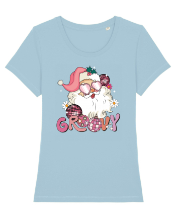 retro de Craciun - Groovy Disco Santa Sky Blue