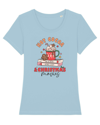 retro de Craciun - Hot cocoa and christmas movies Sky Blue