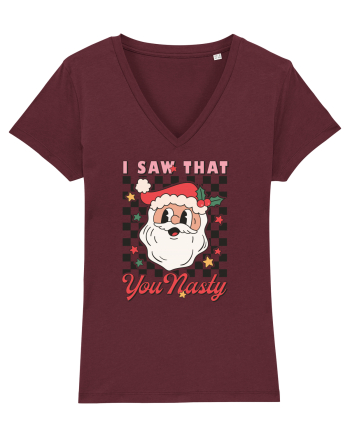 retro de Craciun - I saw that you nasty Burgundy