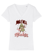 retro de Craciun - Jingle bell rocking Tricou mânecă scurtă guler V Damă Evoker