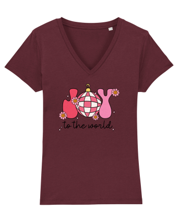 retro de Craciun - Joy to the world Burgundy