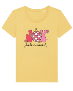 retro de Craciun - Joy to the world Tricou mânecă scurtă guler larg fitted Damă Expresser
