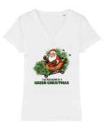 amuzant de Craciun - Dreaming of a green Christmas Tricou mânecă scurtă guler V Damă Evoker