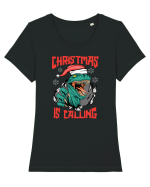 cu dinozauri de Craciun - Christmas is calling Tricou mânecă scurtă guler larg fitted Damă Expresser