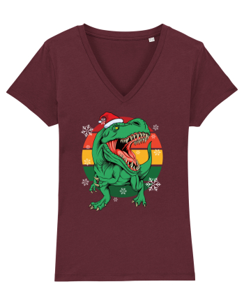 cu dinozauri de Craciun - Christmas T-rex Burgundy