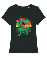 cu dinozauri de Craciun - Christmas T-rex Tricou mânecă scurtă guler larg fitted Damă Expresser
