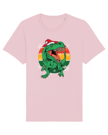 cu dinozauri de Craciun - Christmas T-rex Cotton Pink