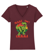 cu dinozauri de Craciun - Falalala Rawr Tricou mânecă scurtă guler V Damă Evoker