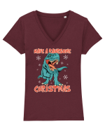 cu dinozauri de Craciun - Have a rawrsome Christmas Tricou mânecă scurtă guler V Damă Evoker