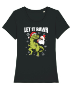 cu dinozauri de Craciun - Let it rawr Tricou mânecă scurtă guler larg fitted Damă Expresser