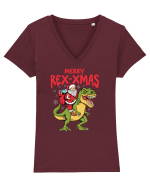 cu dinozauri de Craciun - Merry Rex-xmas Tricou mânecă scurtă guler V Damă Evoker