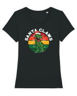 cu dinozauri de Craciun - Santa Claws Tricou mânecă scurtă guler larg fitted Damă Expresser