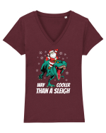 cu dinozauri de Craciun - T-rex is way cooler than a sleigh Tricou mânecă scurtă guler V Damă Evoker