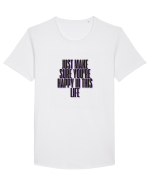 just make sure you re happy in this life Tricou mânecă scurtă guler larg Bărbat Skater