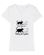 True love is getting fat together Tricou mânecă scurtă guler V Damă Evoker