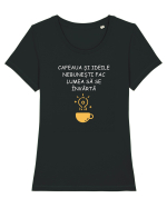 CAFEAUA ȘI IDEILE NEBUNEȘTI Tricou mânecă scurtă guler larg fitted Damă Expresser
