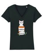 Remediul stresului este o pisica Tricou mânecă scurtă guler V Damă Evoker