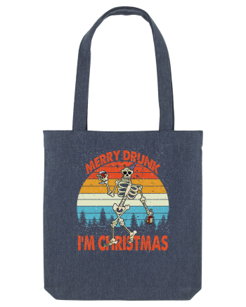Merry Drunk I'm Christmas Funny Drunk Skeleton Midnight Blue