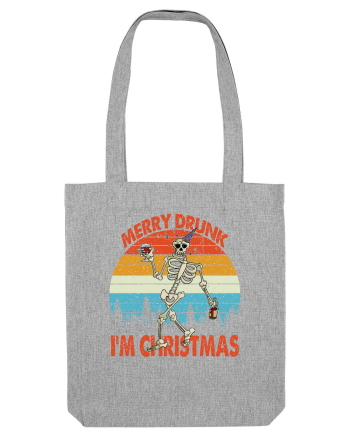 Merry Drunk I'm Christmas Funny Drunk Skeleton Heather Grey