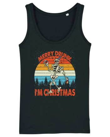 Merry Drunk I'm Christmas Funny Drunk Skeleton Black