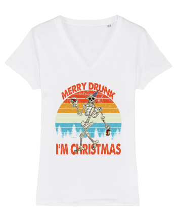 Merry Drunk I'm Christmas Funny Drunk Skeleton White