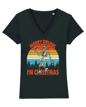 Merry Drunk I'm Christmas Funny Drunk Skeleton Black
