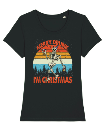 Merry Drunk I'm Christmas Funny Drunk Skeleton Black