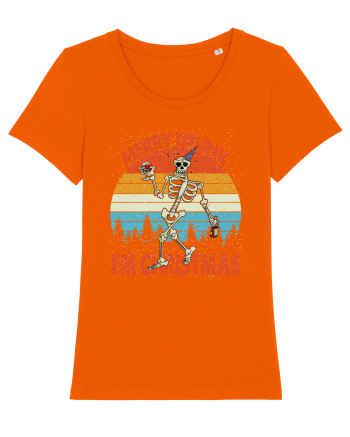 Merry Drunk I'm Christmas Funny Drunk Skeleton Bright Orange