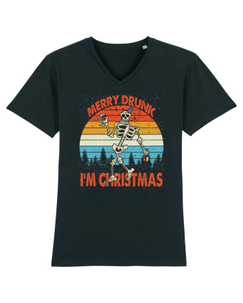 Merry Drunk I'm Christmas Funny Drunk Skeleton Black