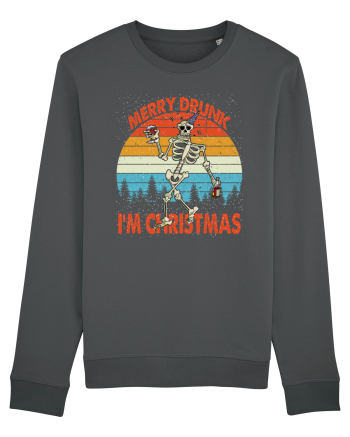 Merry Drunk I'm Christmas Funny Drunk Skeleton Anthracite