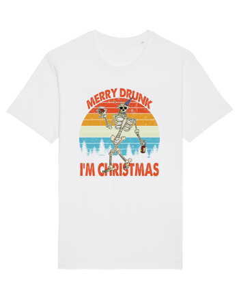 Merry Drunk I'm Christmas Funny Drunk Skeleton White