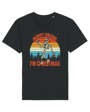 Merry Drunk I'm Christmas Funny Drunk Skeleton Black