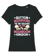 Button mushrooms the tiny treasures of the mushroom kingdom pink Tricou mânecă scurtă guler larg fitted Damă Expresser