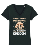 Button mushrooms the tiny treasures of the mushroom kingdom Tricou mânecă scurtă guler V Damă Evoker