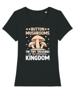 Button mushrooms the tiny treasures of the mushroom kingdom Tricou mânecă scurtă guler larg fitted Damă Expresser