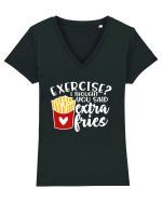 Exercise? I Thought Yoy Said Extra Fries Tricou mânecă scurtă guler V Damă Evoker