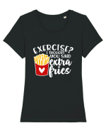 Exercise? I Thought Yoy Said Extra Fries Tricou mânecă scurtă guler larg fitted Damă Expresser