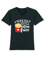 Exercise? I Thought Yoy Said Extra Fries Tricou mânecă scurtă guler V Bărbat Presenter