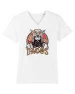Spirit de Dac - Dacus Warrior - Lupul Dacic Tricou mânecă scurtă guler V Bărbat Presenter