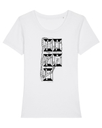 Portret. Izolare Tricou mânecă scurtă guler larg fitted Damă Expresser