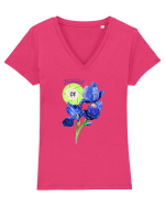 Floare de Iris Tricou mânecă scurtă guler V Damă Evoker