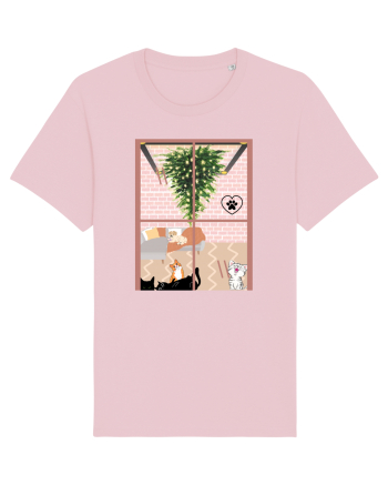 Cats and dog christmas Cotton Pink
