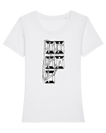 Portret. Izolare, alb Tricou mânecă scurtă guler larg fitted Damă Expresser