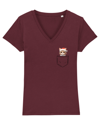 de Crăciun cu pisică in buzunar v01 Burgundy