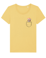 de Crăciun cu pisică in buzunar v01 Tricou mânecă scurtă guler larg fitted Damă Expresser